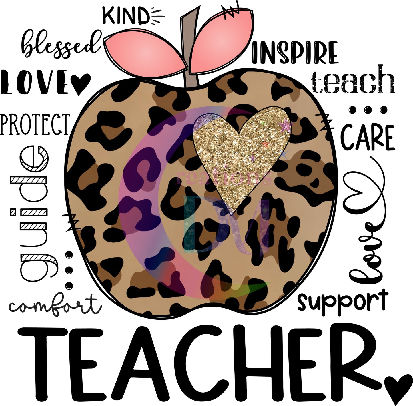 Teacher DTF - teacher leopard apple