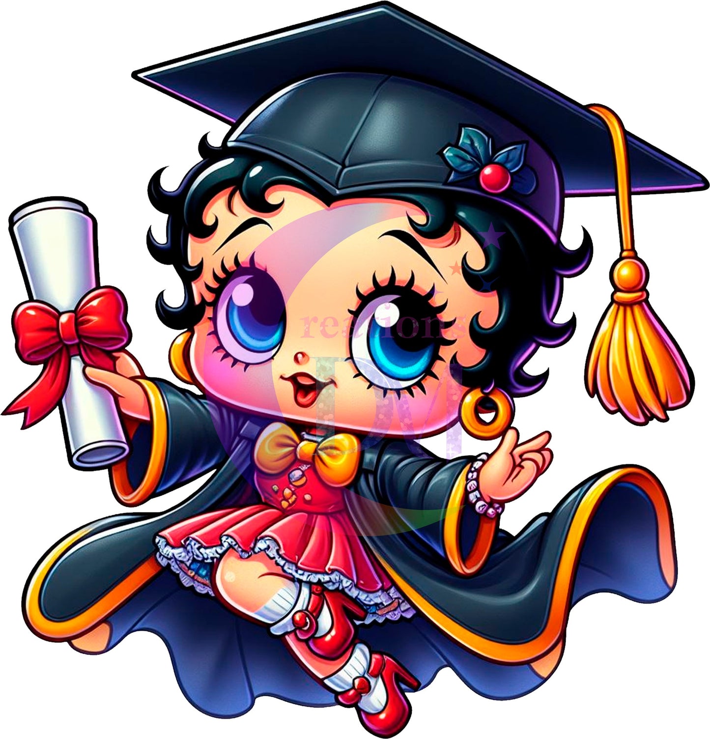 Graduation cartoon - BETTY BOOP DTF 02