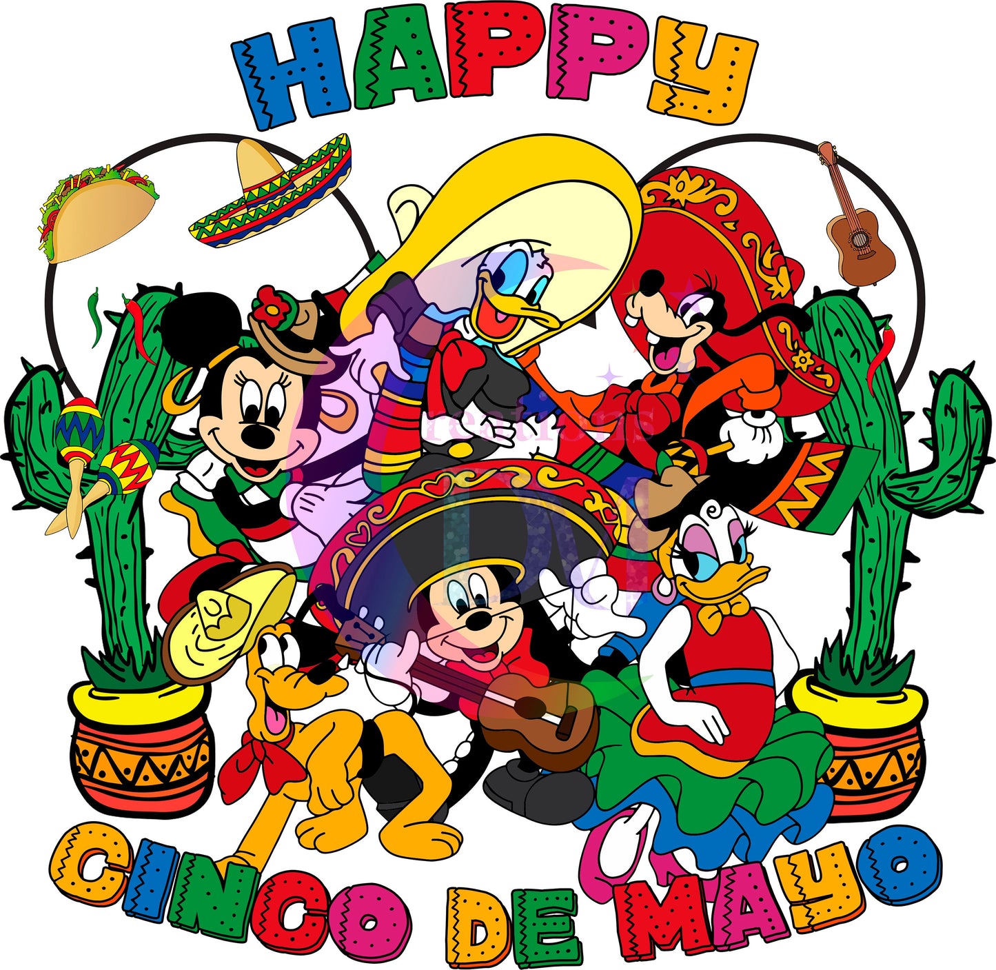 cinco de mayo DTF -  happy cinco de mayo Disney characters