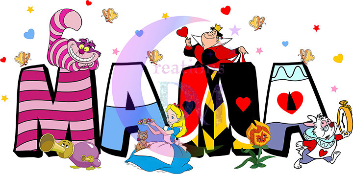 Mother's Day Disney MAMA - letters " Alice in wonderland " DTF