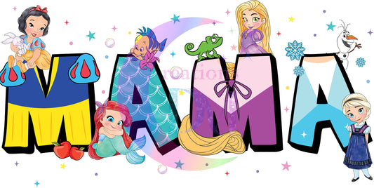 Mother's Day Disney MAMA - letters " princesses 01 " DTF