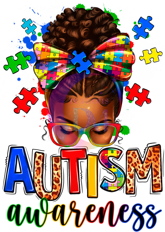 Autism DTF - Autism awareness afro girl