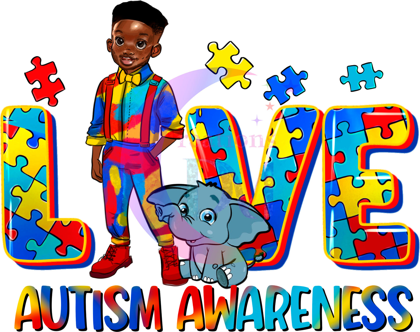 Autism DTF - Autism awareness live boy with elephant