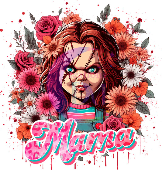 Mother's Day DTF personalization - Chucky "MAMA" flowers personalize add baby name