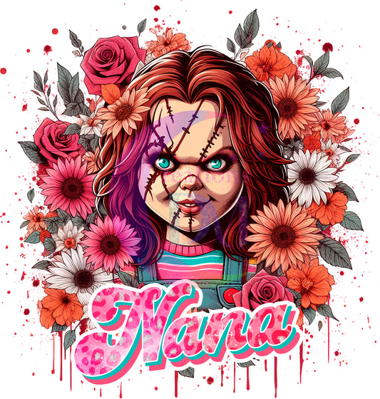 Mother's Day DTF personalization - Chucky "NANA" flowers personalize add baby name