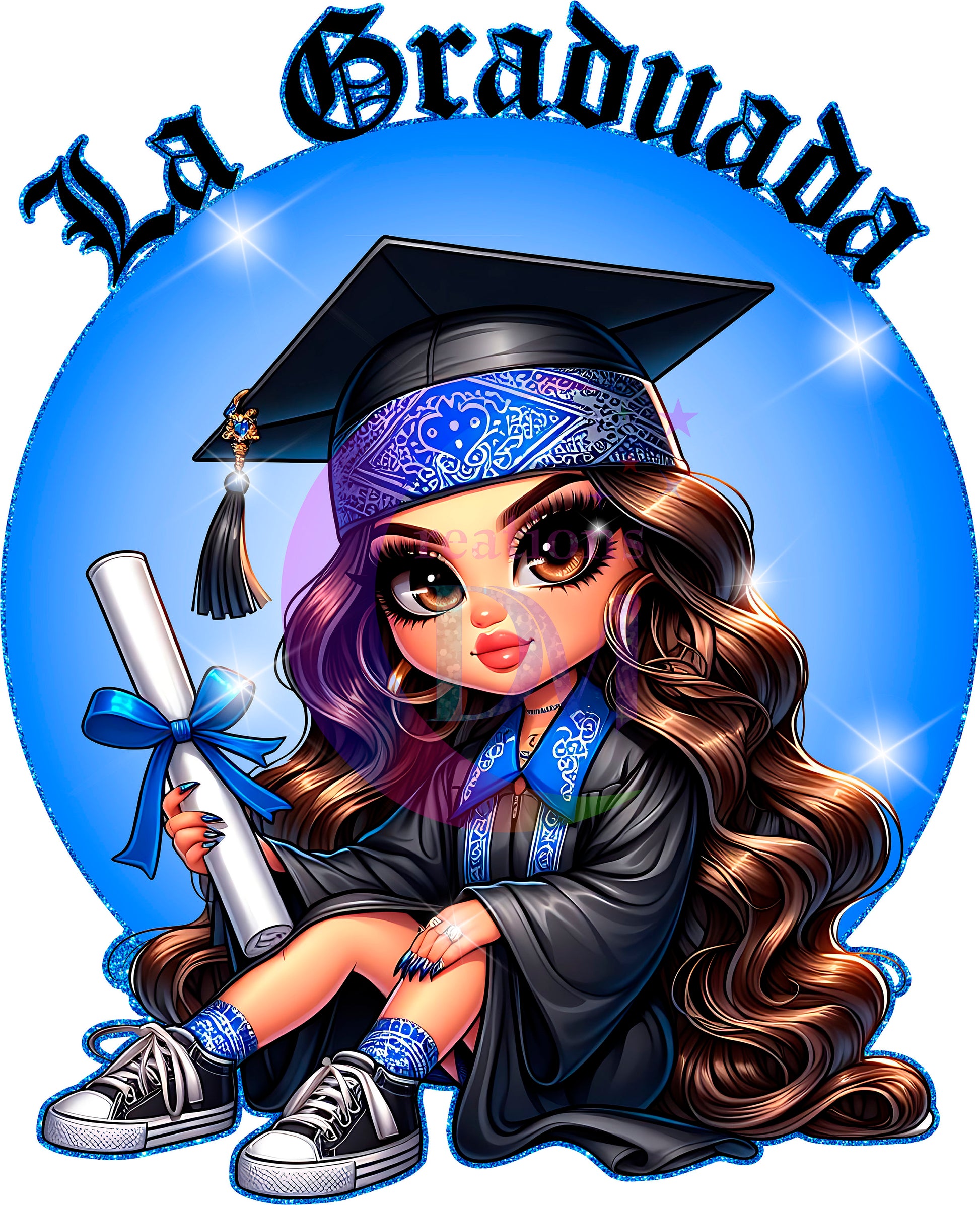 Graduation DTF - Chicana/la graduada/blue background – dm printed creations