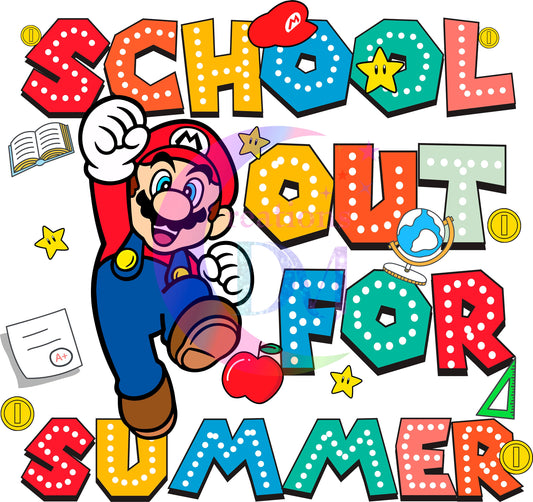 last day of school DTF - school out for summer Mario paper