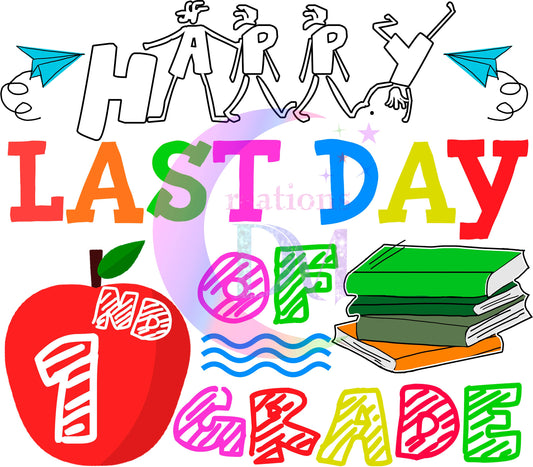 last day of school DTF - happy last day of first grade apple and books