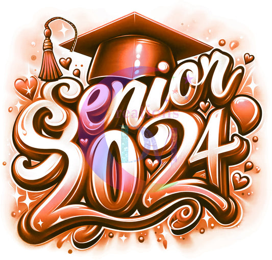 Graduate DTF - senior airbrush orange  2024