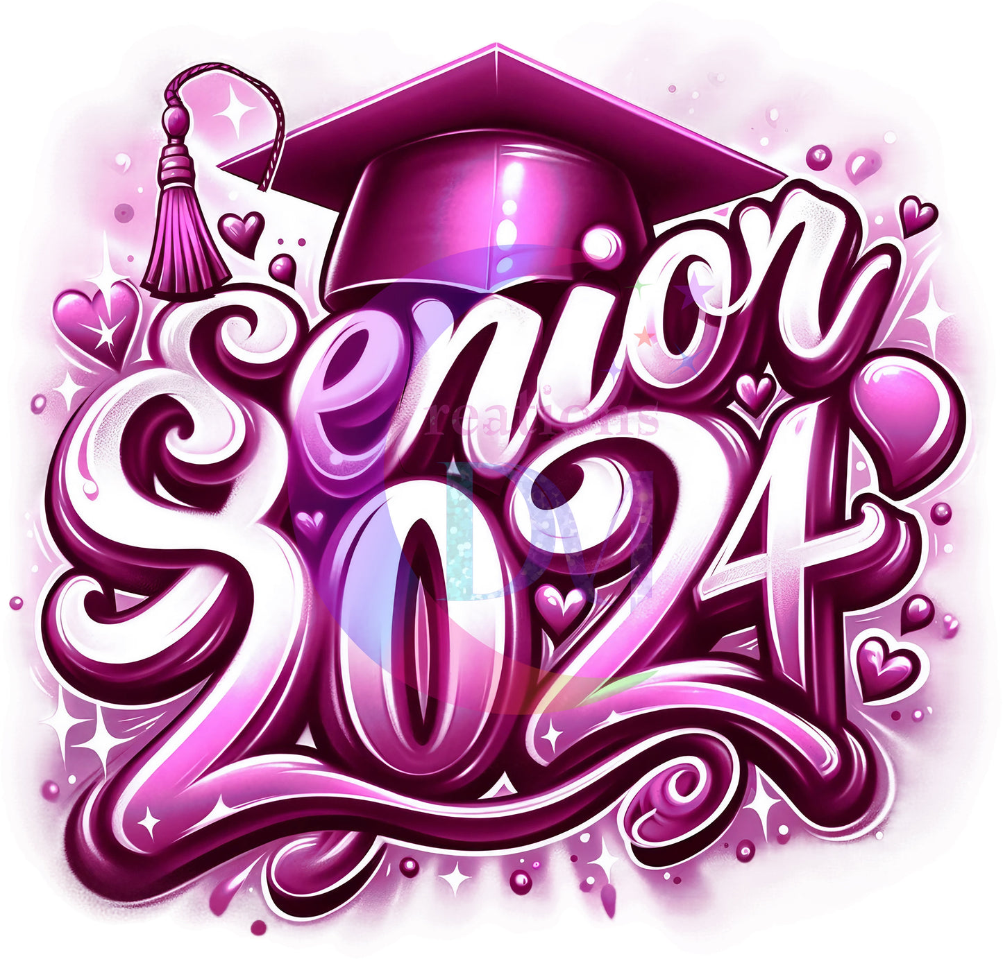 Graduate DTF - senior airbrush pink  2024