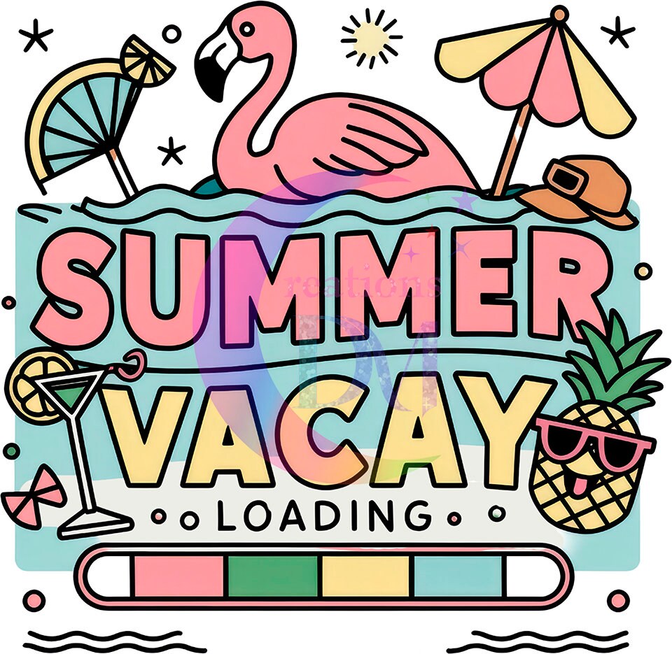 last day of school DTF - summer vacay loading flamingo