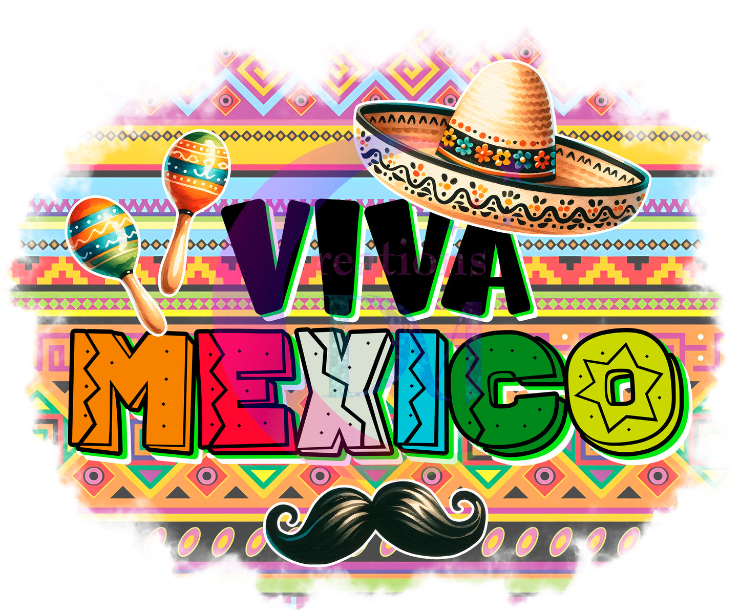 cinco de mayo DTF -  viva Mexico with background and sombrero