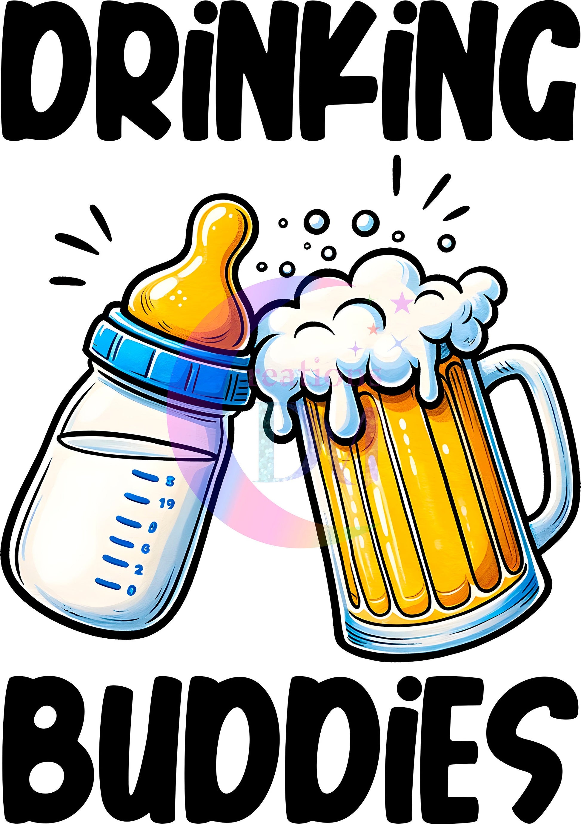 Father's Day DTF drinking buddies baby bottle and beer