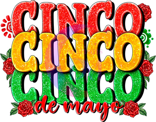 cinco de mayo DTF -  cinco de mayo glitter x3