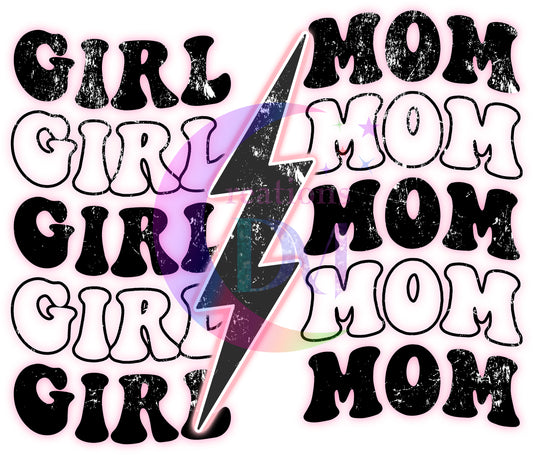 Mother's Day DTF - girl mom wavy neon lightning