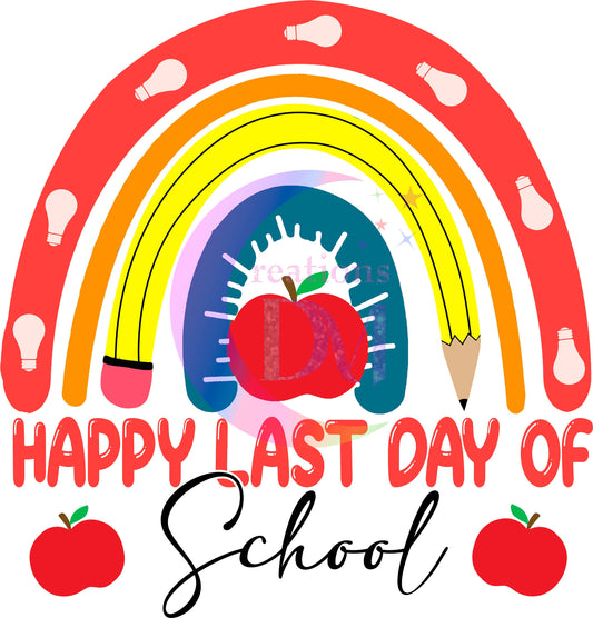 last day of school DTF - happy last day of pre-school rainbow with light bulbs