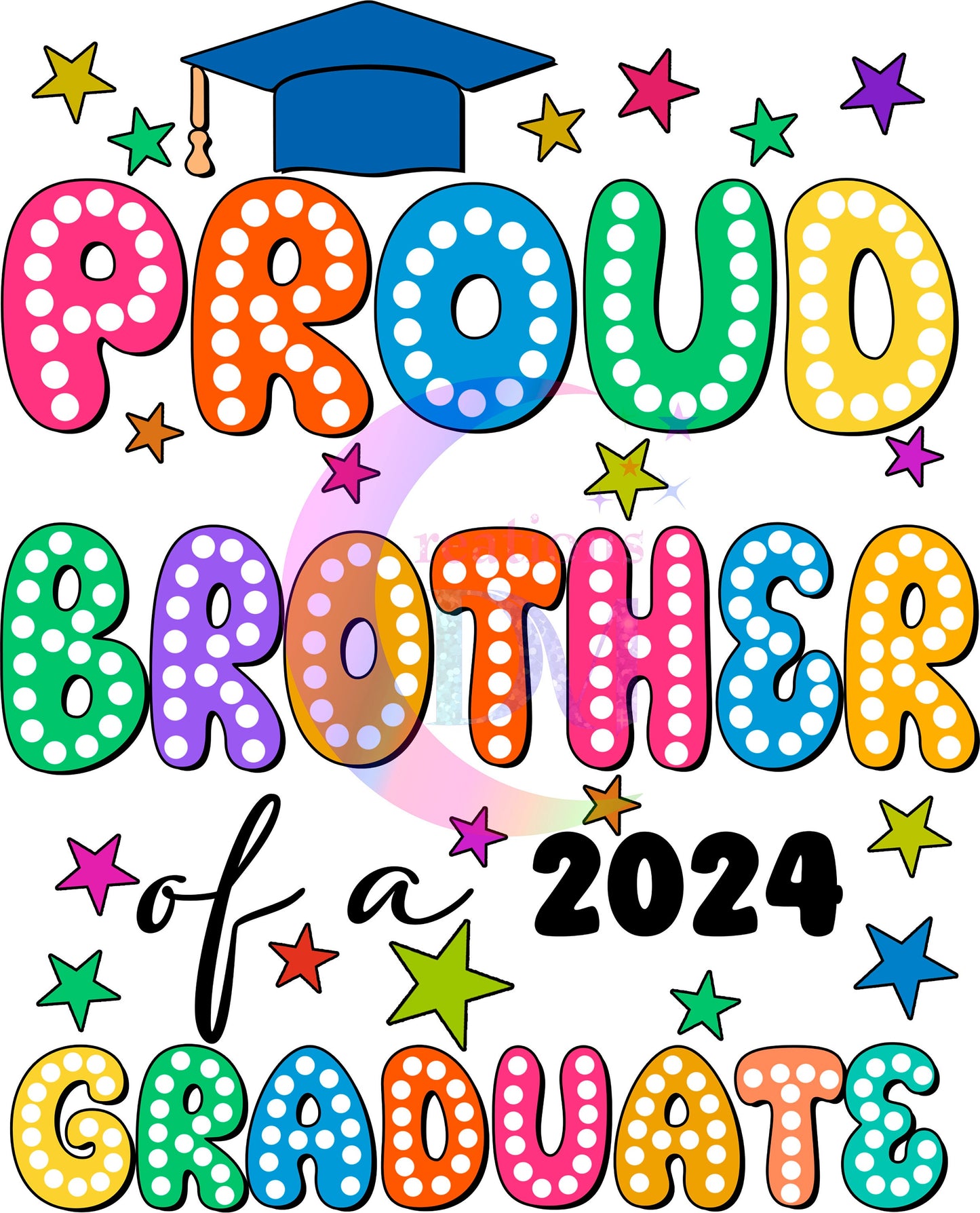 Graduate DTF - proud brother of a 2024 graduate colorful blue cap