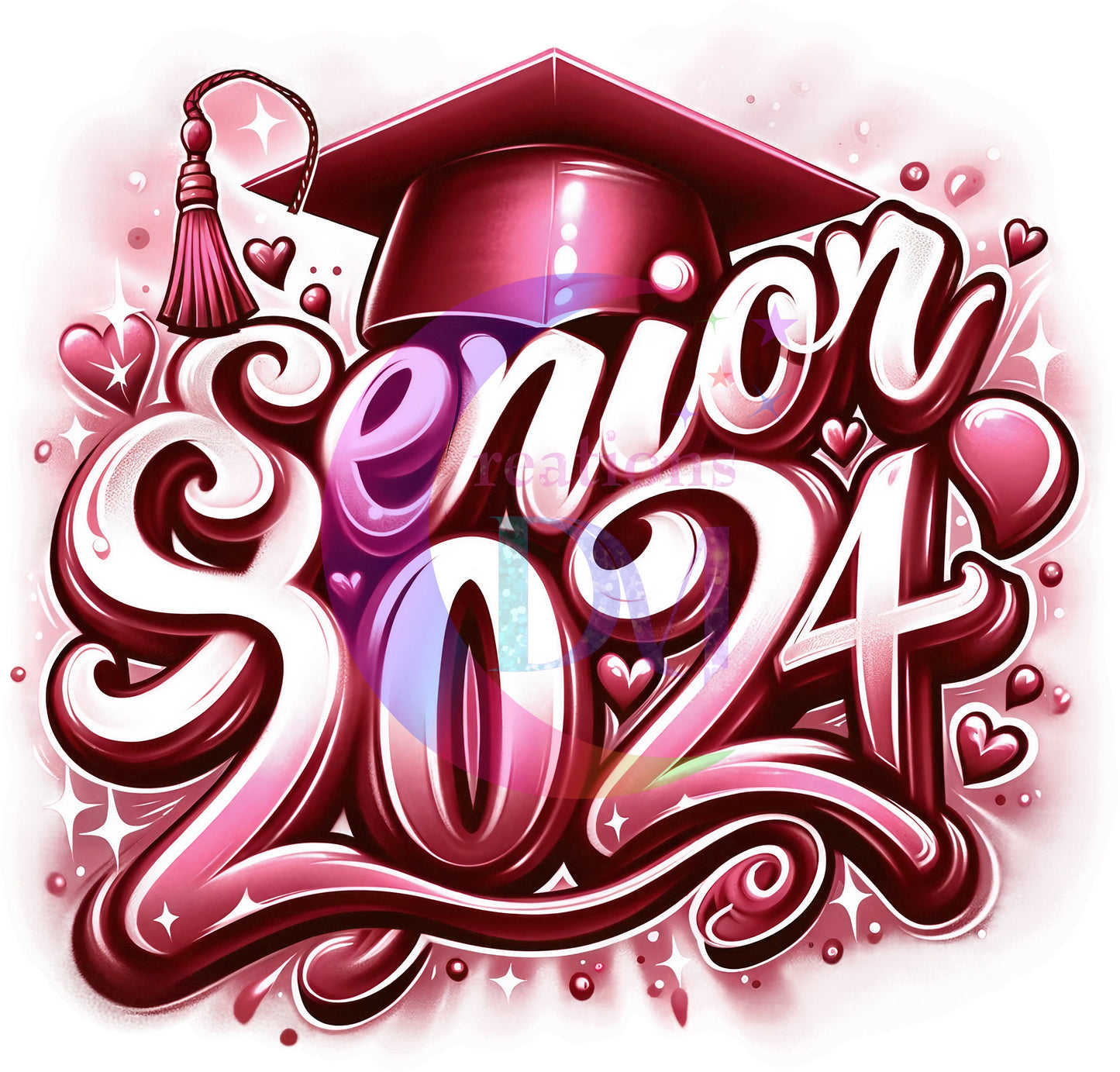 Graduate DTF - senior airbrush red  2024
