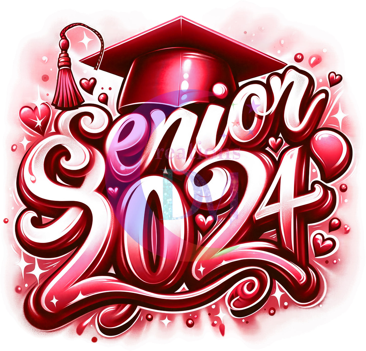 Graduate DTF - senior airbrush bright red 2024