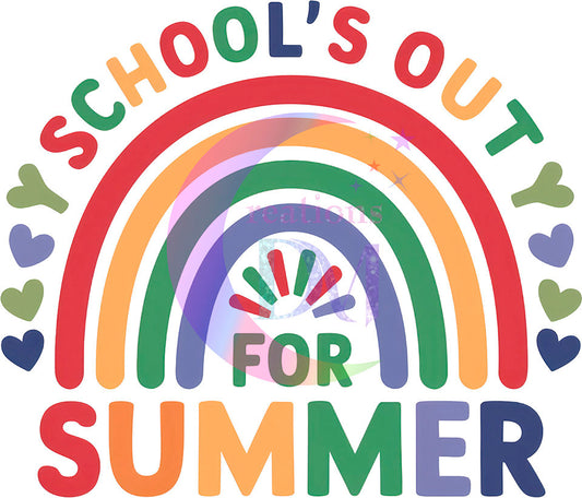 last day of school - Schools out for summer rainbow colorful