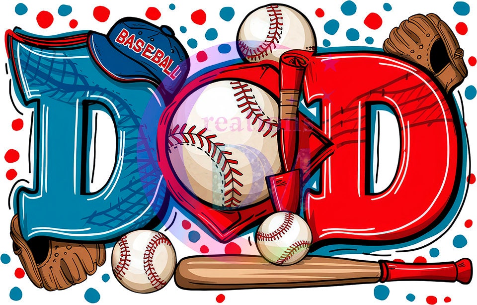 Father's Day DTF - DAD baseball , gloves and bat