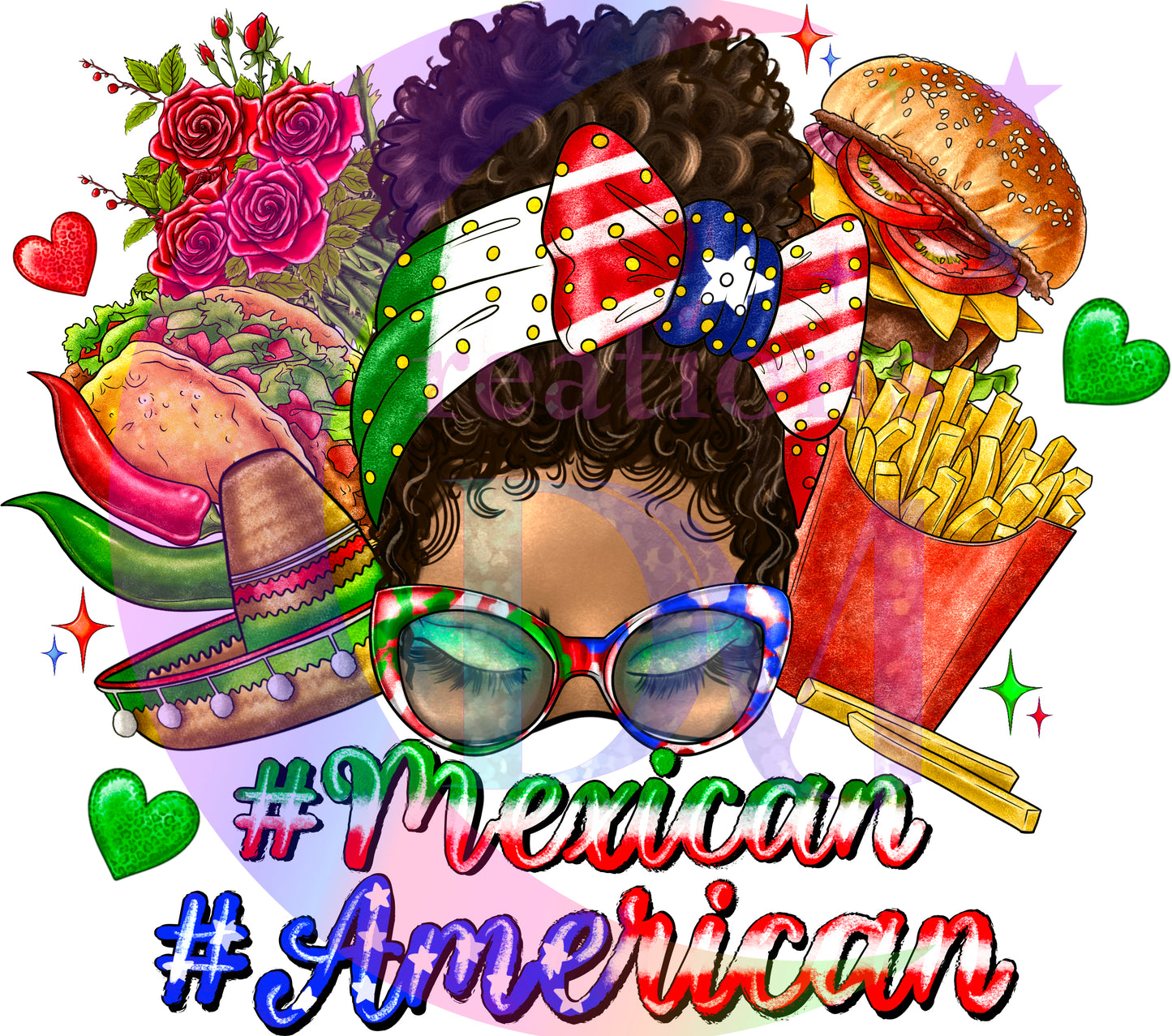 Fourth of July  - Mexican , American with food