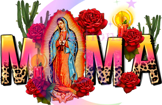 Virgen de Guadalupe - virgen de Guadalupe MAMA cheetah print and roses