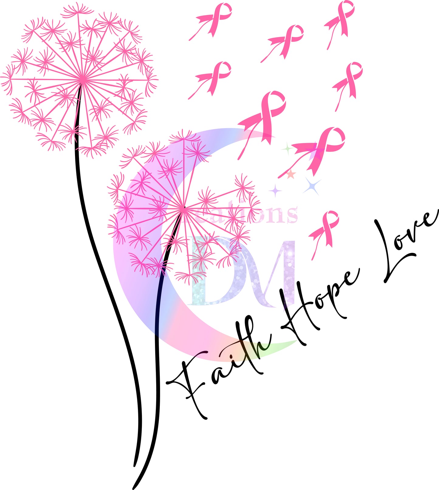 breast cancer awareness month - faith-hope-love flower