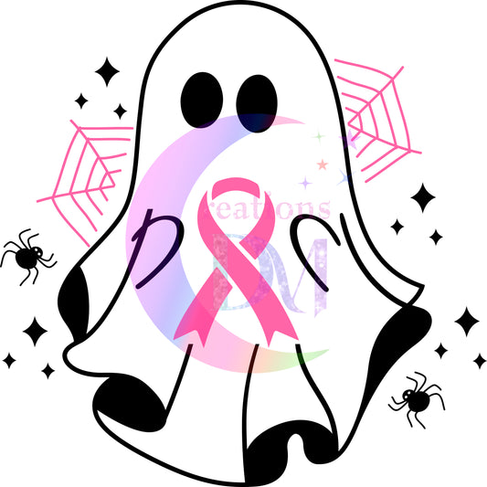 breast cancer awareness month - ghost with spiderwebs