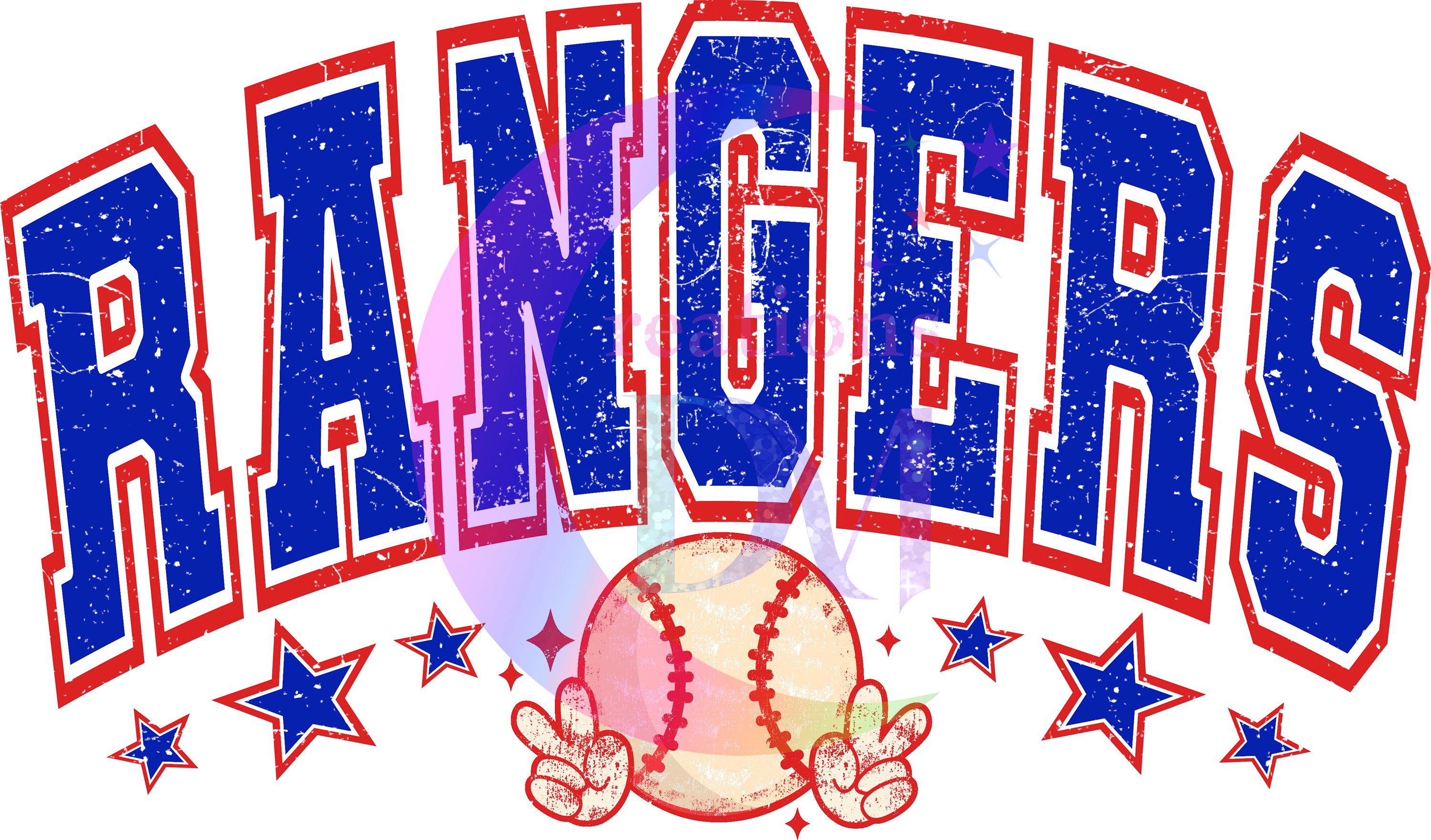 Texas rangers - BLUE RANGERS, RED OUTLINE – dm printed creations