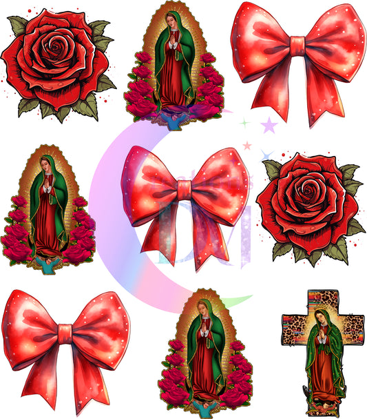 Virgen de Guadalupe - virgen de Guadalupe , bows and roses