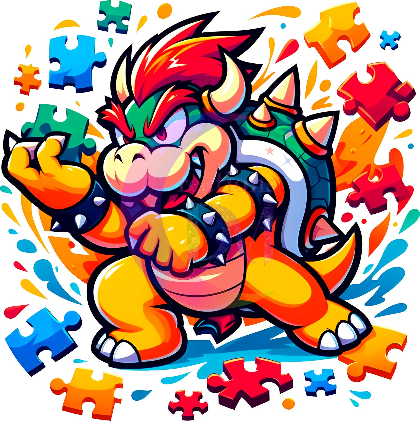 Autism Mario bros bowser DTF