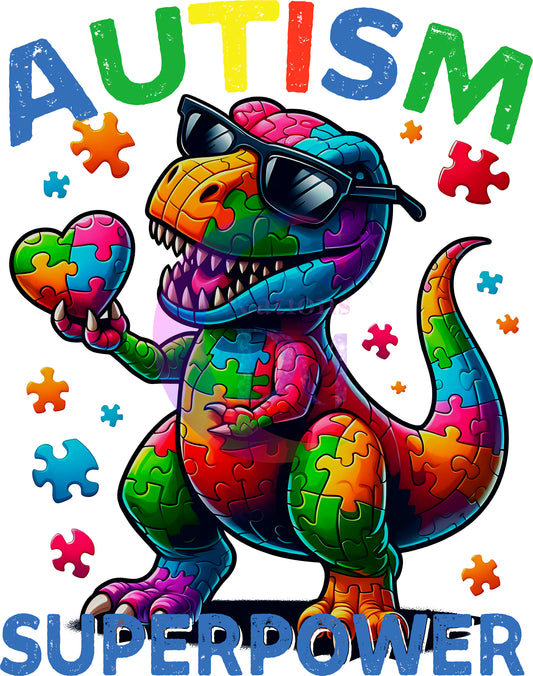 Autism dinosaur DTF