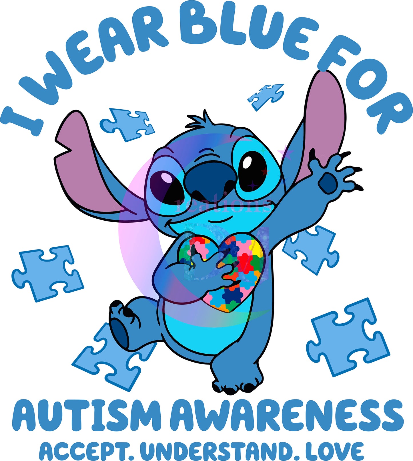 Autism stitch " I wear blue " DTF