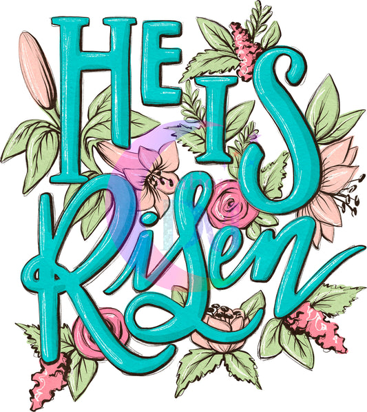 praise ,  he is risen blue letters DTF