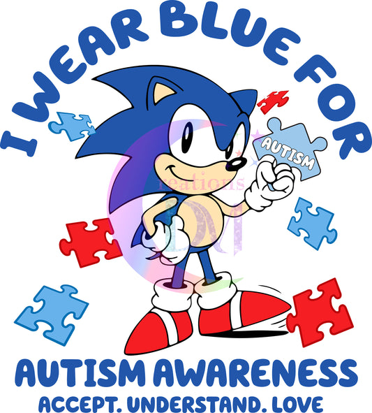 Autism sonic " I wear blue " DTF