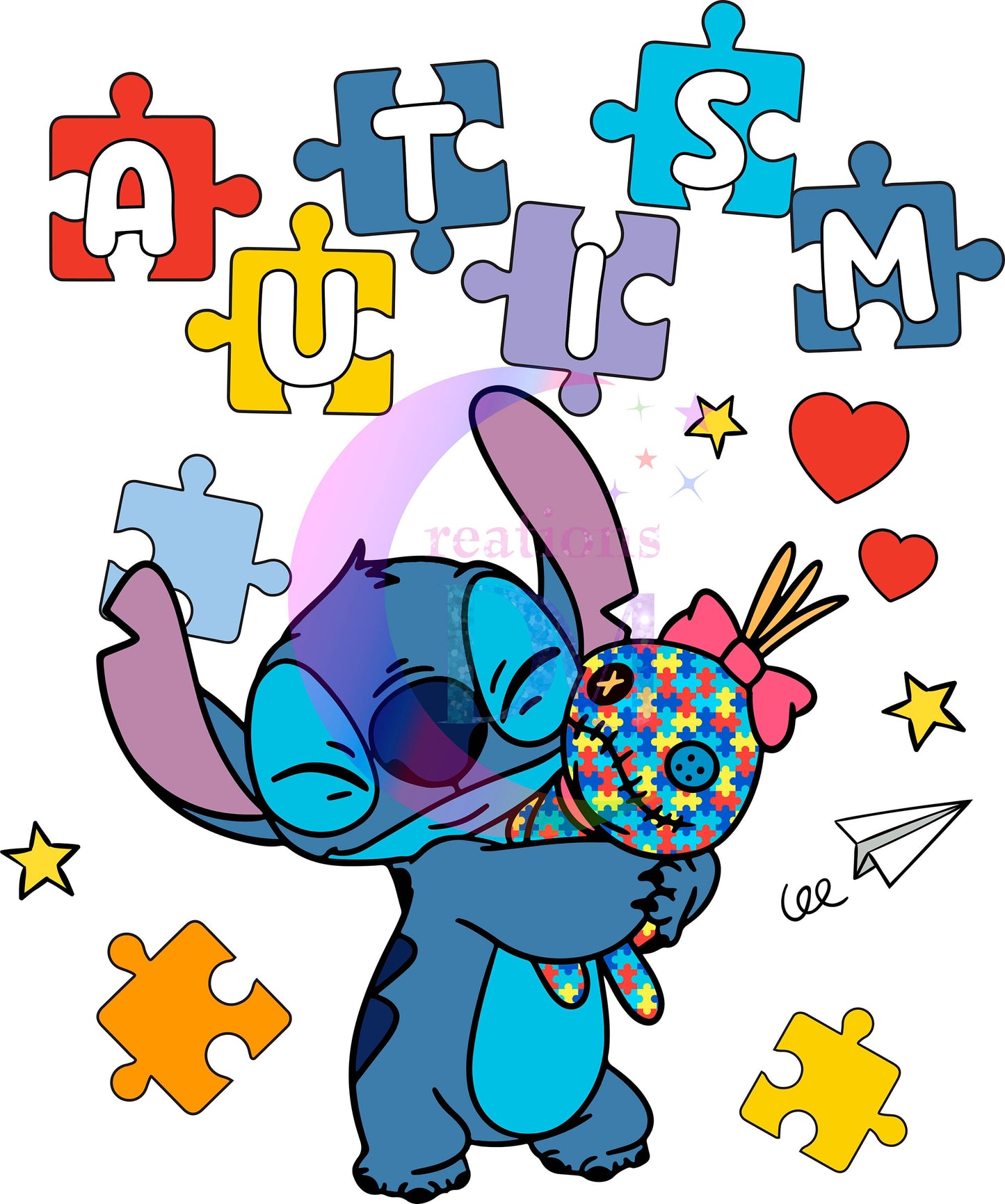 Autism stitch hugging  DTF